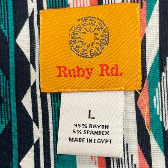 RUBY RD. Multicolor Native American Print Boho Tunic Top Size L - Picture 3 of 5